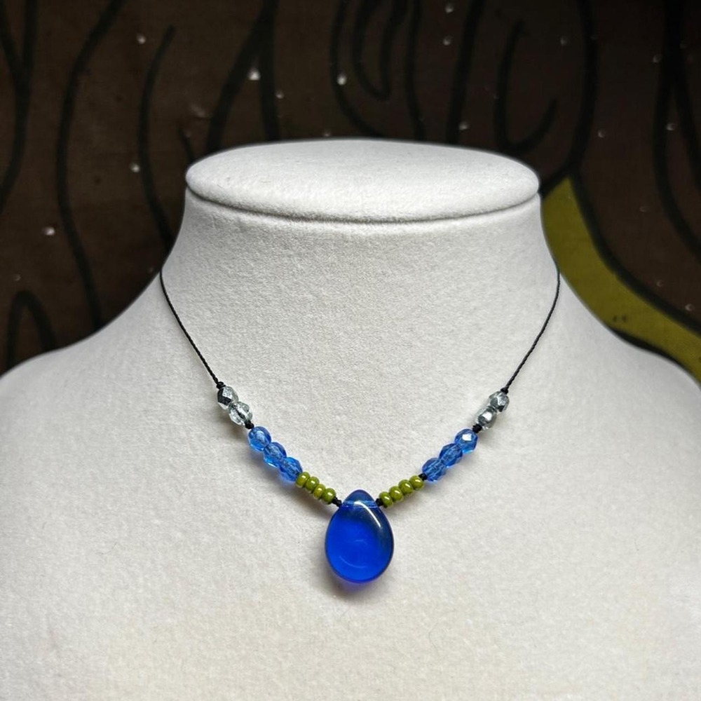 Czech glass blue silver boho chic dainty adjustable seed beads gift cobalt blue